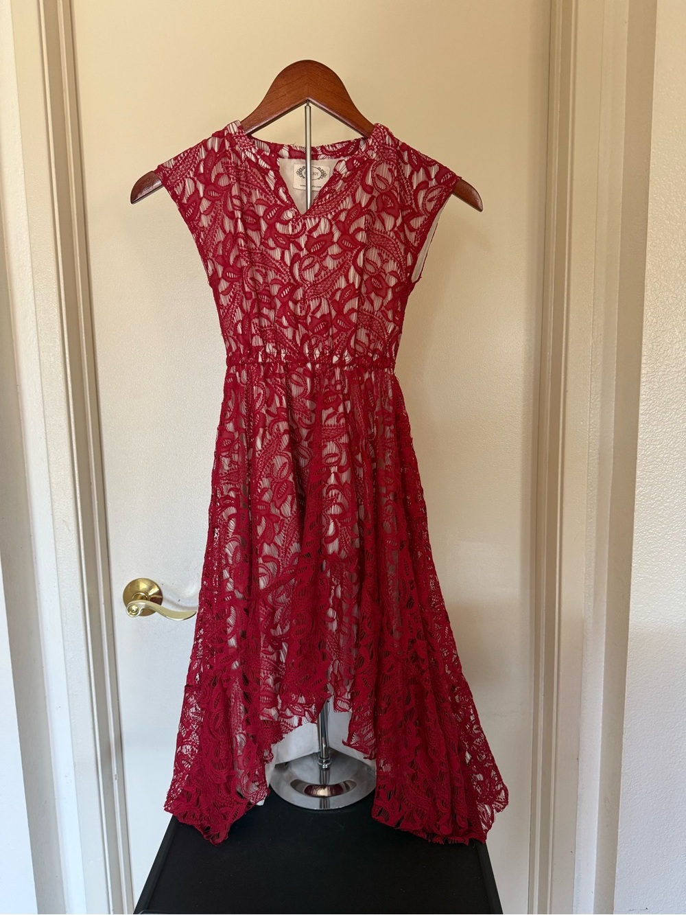 Joyfolie Burgundy Lace High-Low Girls Dress Size 7